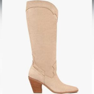Mi.iM Classy Chunky Heel Pull-on Round Toe Suede Knee-high Boots SIZE 6 NEW